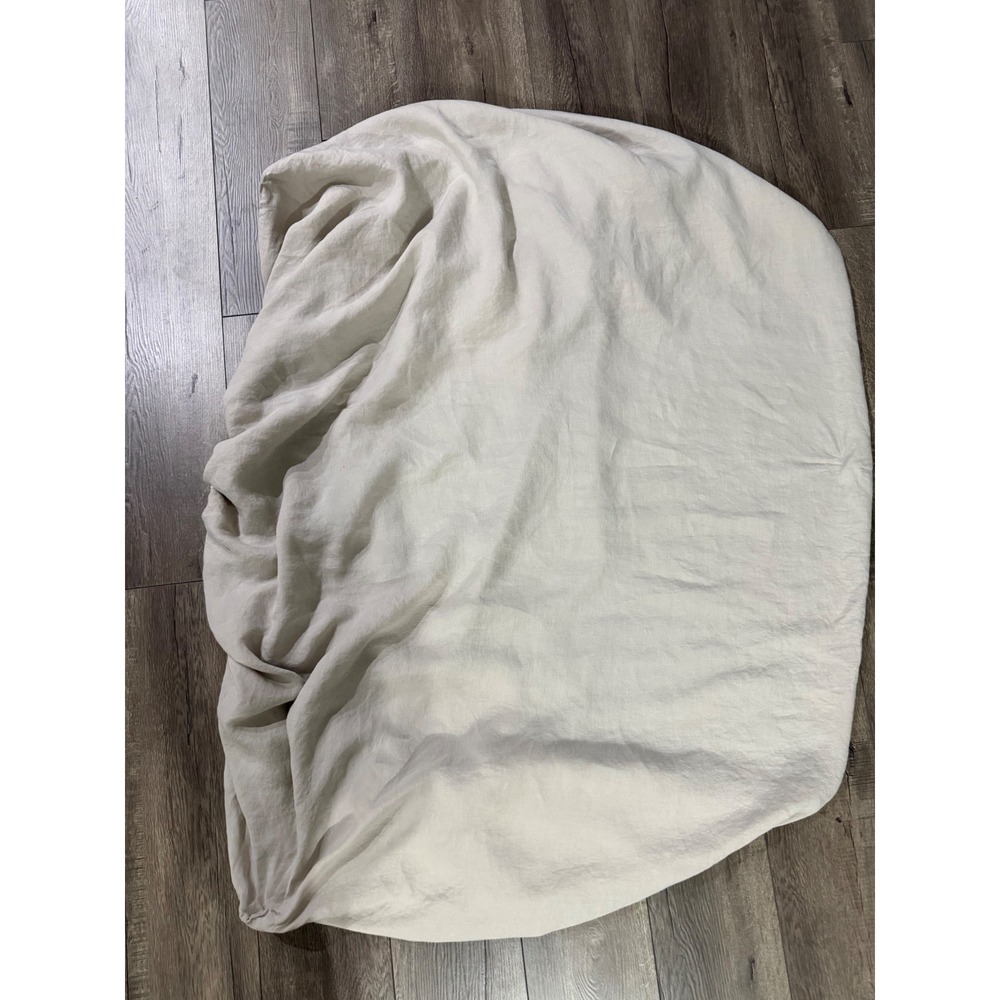 The Citizenry Queen Fitted Sheet 100% French Linen Sand Beige Made in Portugal